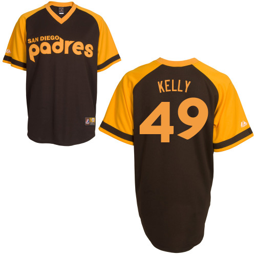 Casey Kelly #49 MLB Jersey-San Diego Padres Men's Authentic Cooperstown Baseball Jersey